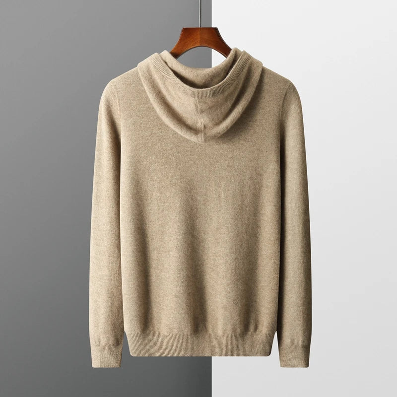 Micheal : Sweat à capuche - 100 % laine mérinos d'Australie : Sweat-shirt tricoté pour l'automne et l'hiver
