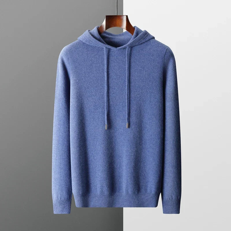 Micheal : Sweat à capuche - 100 % laine mérinos d'Australie : Sweat-shirt tricoté pour l'automne et l'hiver