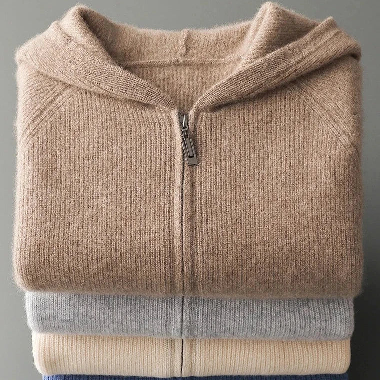 Veste zippée en cachemire royal et laine mérinos