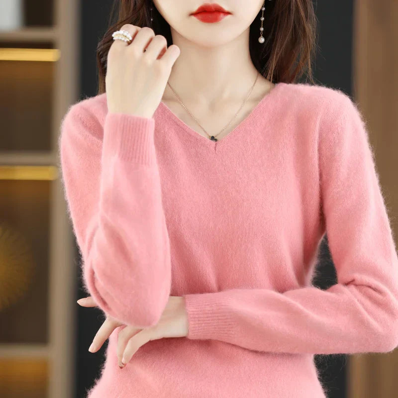 Sarah: Japan-Knit V-Neck Cashmere Sweater