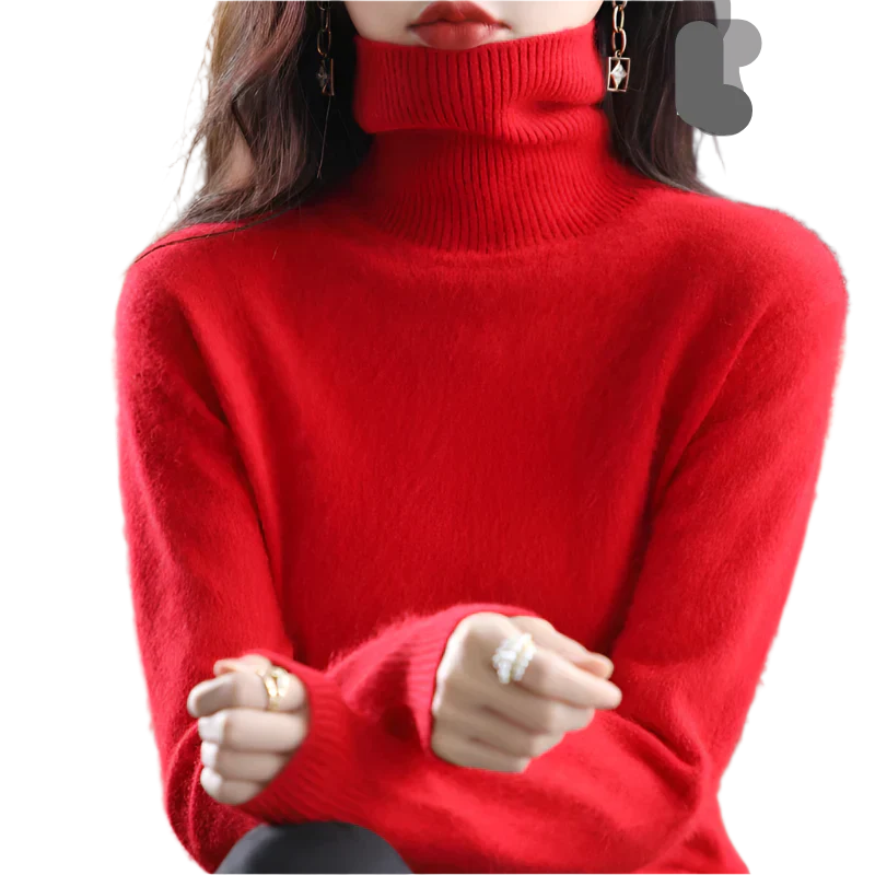 Sinead : Pull à col roulé en cachemire 100 % tricoté au Japon pour femmes : essentiel automne & hiver