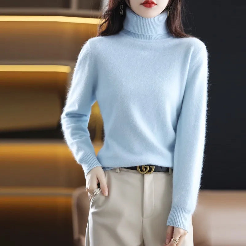 Sinead : Pull à col roulé en cachemire 100 % tricoté au Japon pour femmes : essentiel automne & hiver