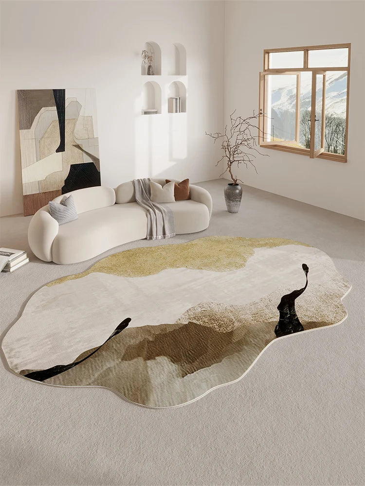 Beige abstrakt kremfarget stilteppe