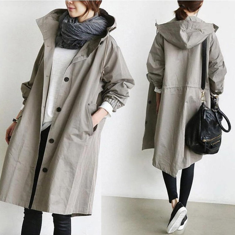 EleganCoat | Moderiktig lång trenchcoat/jacka för kvinnor säsongsbyte 2024