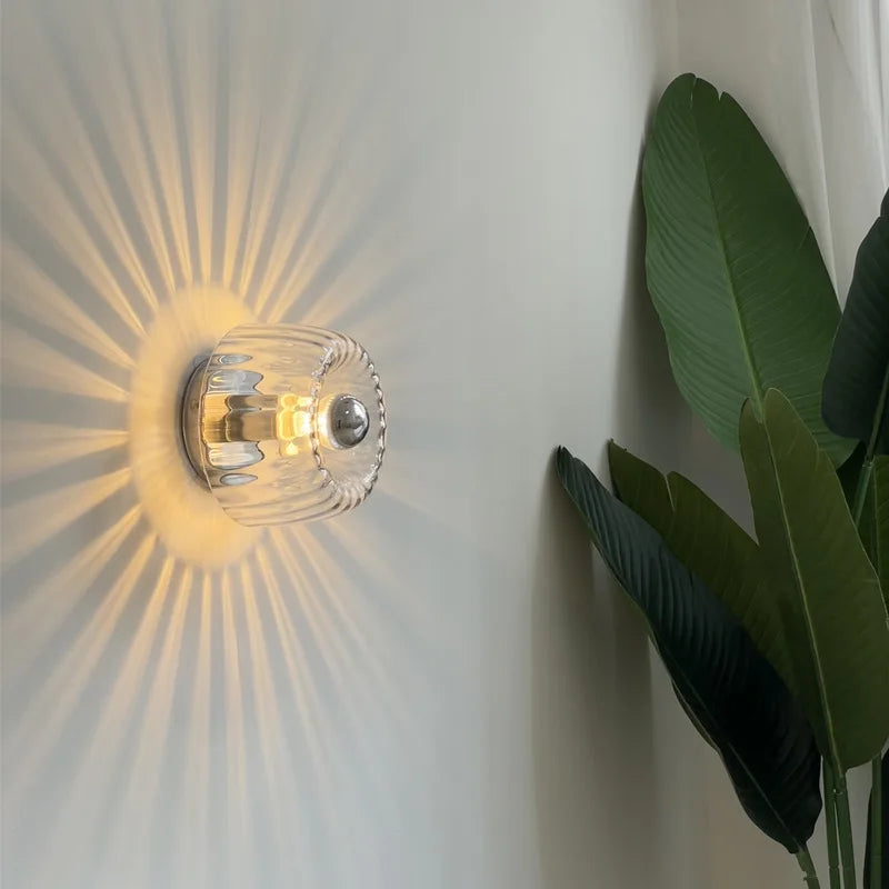 Nordic Retro Glas Wandleuchte – Elegante Wandleuchte für Schlafzimmer und Flur – Innenwandleuchten mit warmem Licht