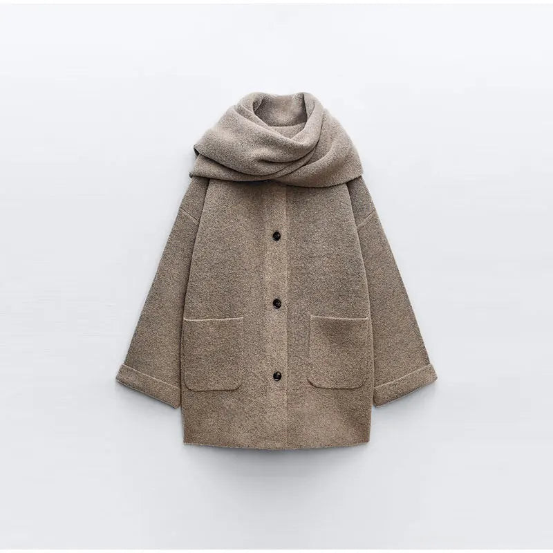 Luxury Woolen Chic™ - Wool Coat/Jacket with Scarf