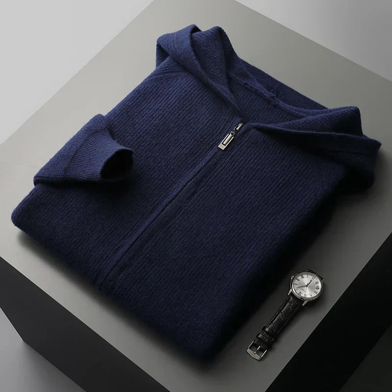 Veste zippée en cachemire royal et laine mérinos