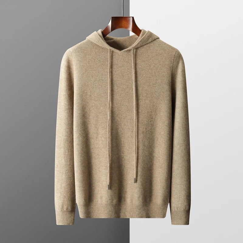 Micheal : Sweat à capuche - 100 % laine mérinos d'Australie : Sweat-shirt tricoté pour l'automne et l'hiver