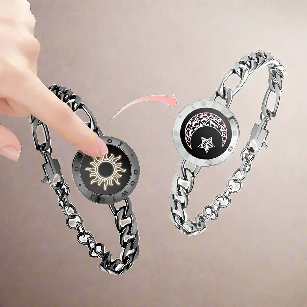 Bracelets d'amour totwoo Sun and Moon, bracelets tactiles à longue distance qui s'illuminent et vibrent pour couples, cadeaux