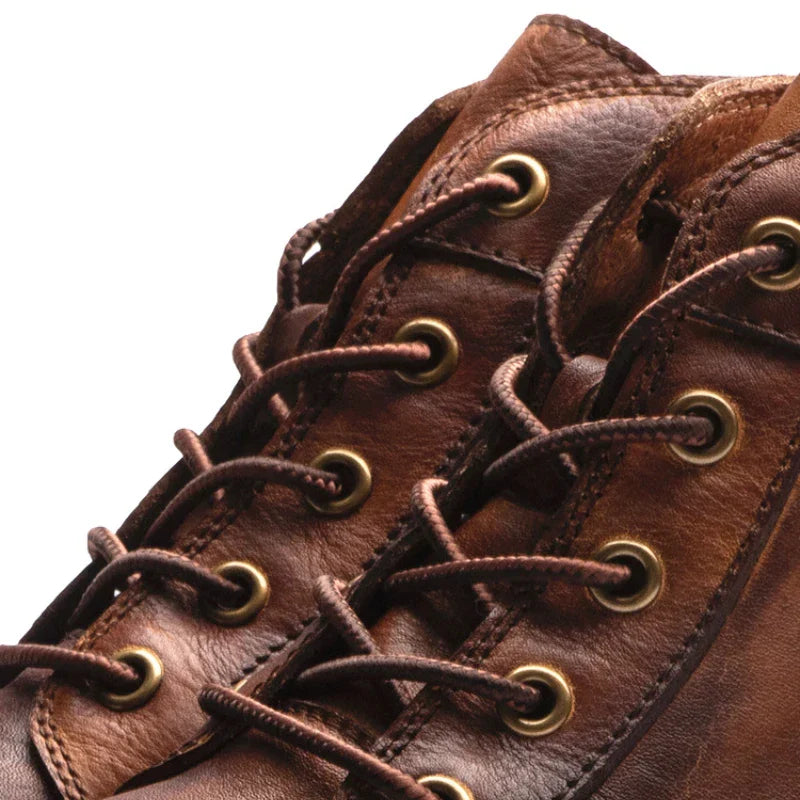 Handmade Leather Men's Boots – Retro Round Toe Ankle Boots for Men