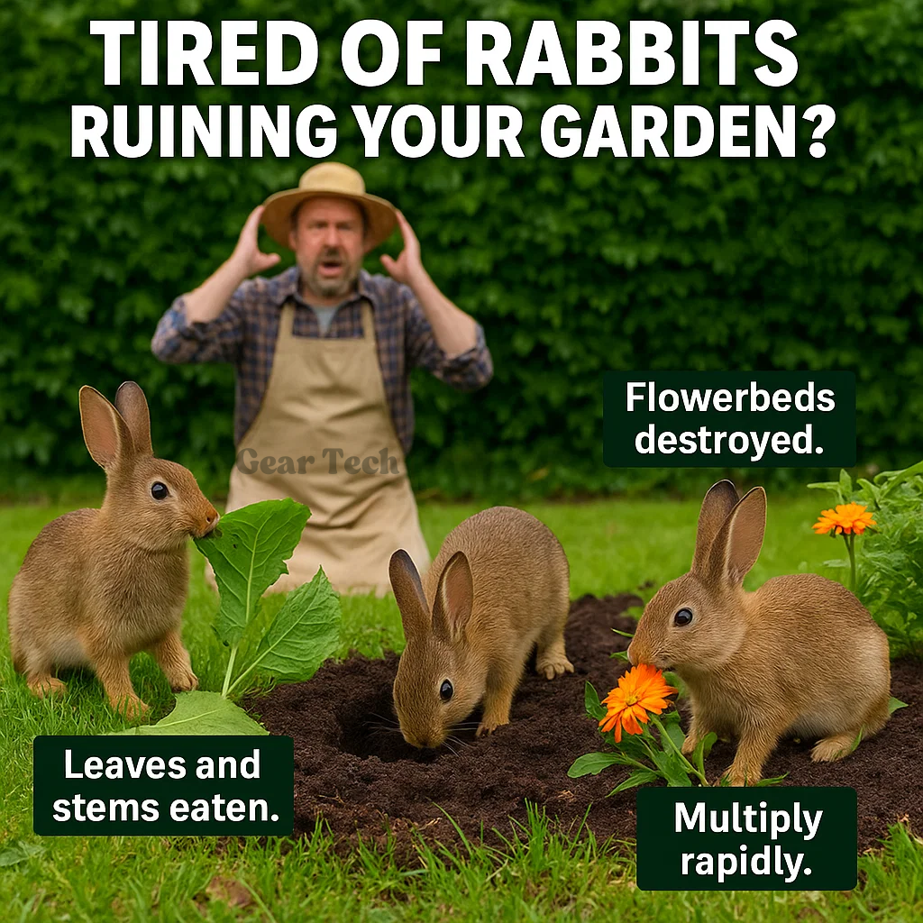 Solar Powered Ultrasonic Rabbit Repeller with Flashing Light – Effective Pest Control for Gardens and Yards