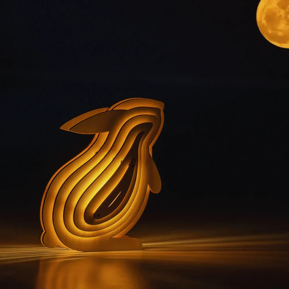Lampe Animale 3D en Bois – Veilleuse DIY Interactive
