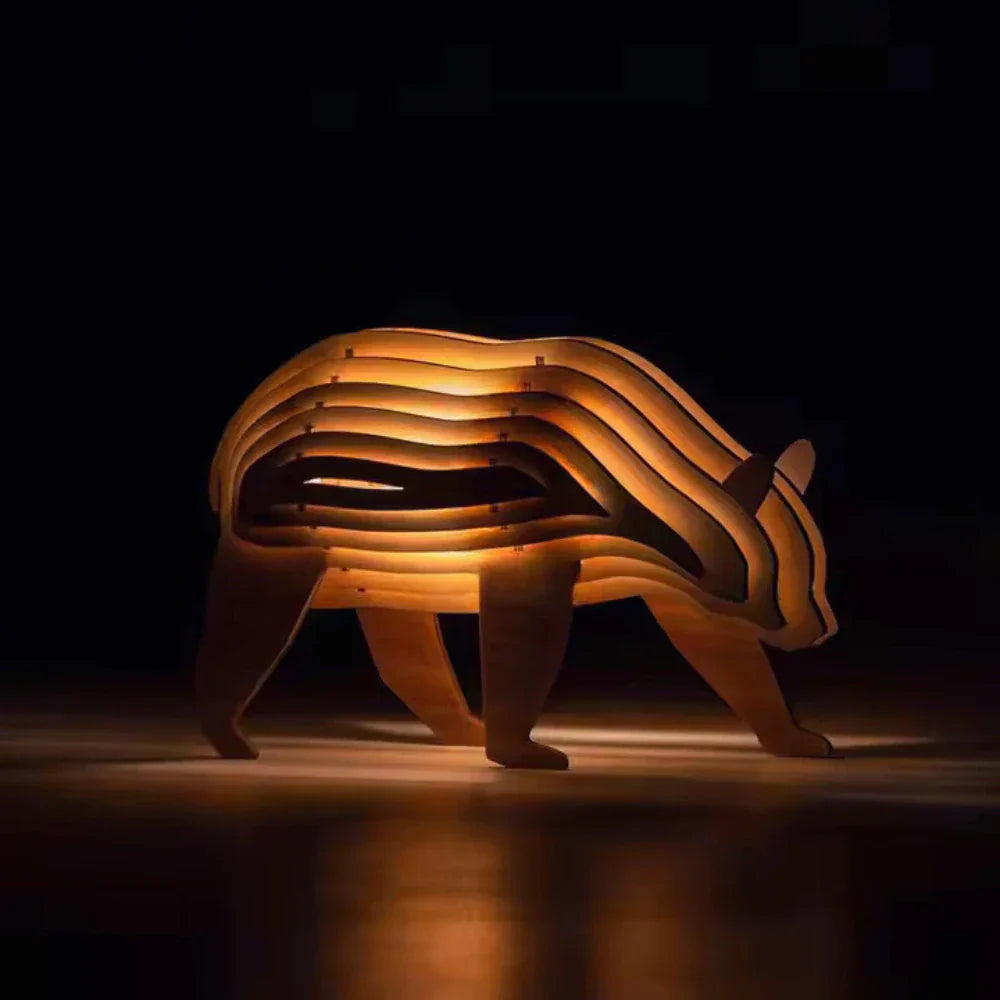 Lampe Animale 3D en Bois – Veilleuse DIY Interactive