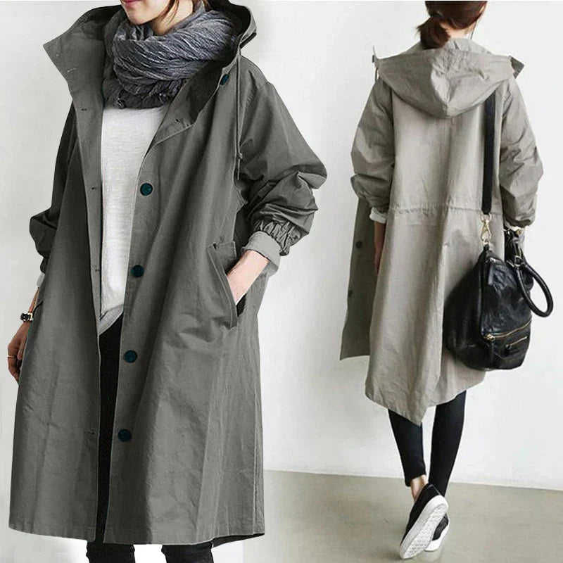 EleganCoat | Moderiktig lång trenchcoat/jacka för kvinnor säsongsbyte 2024