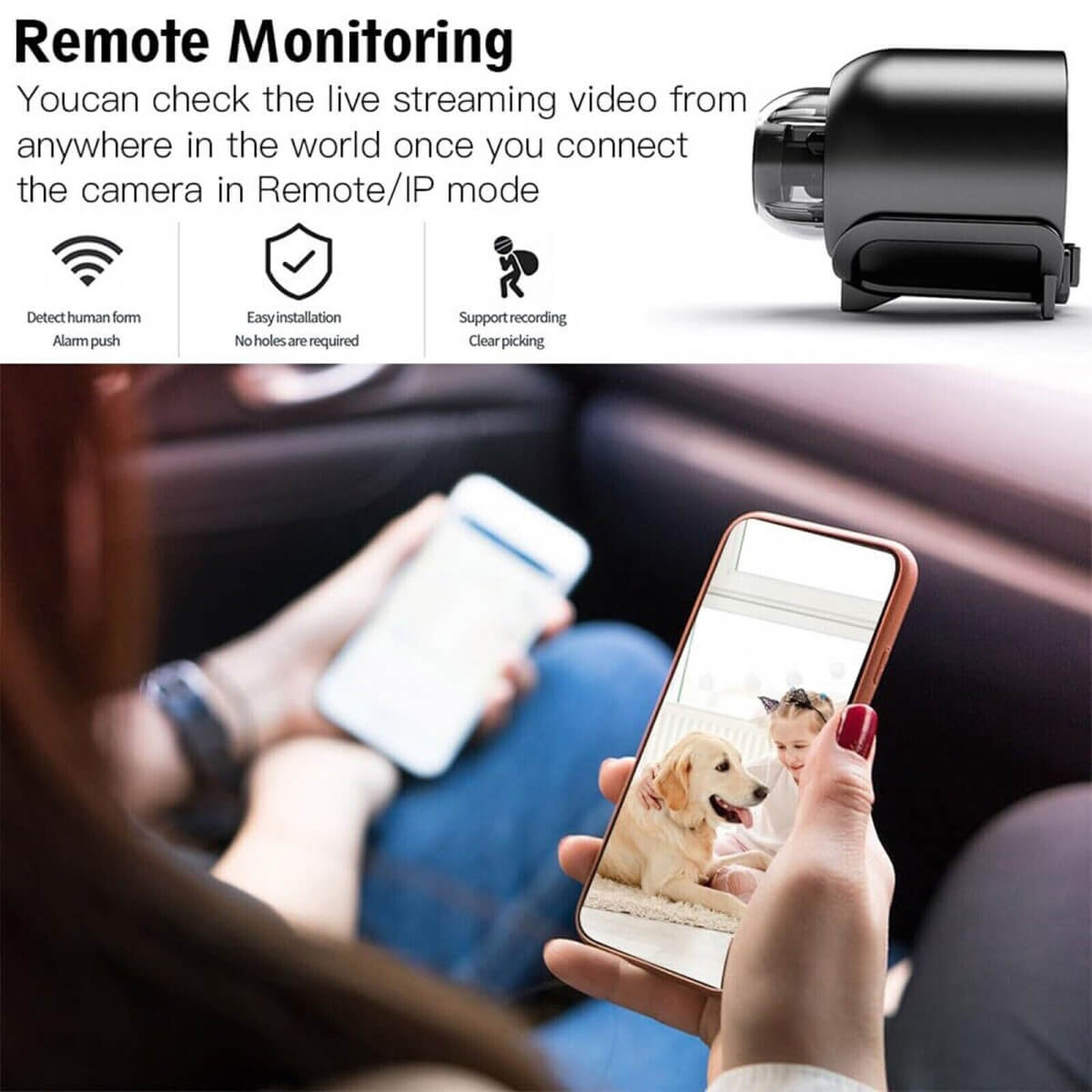 Wodoodporna mini kamera HD z noktowizorem i szerokokątnym obiektywem IP WiFi 1080P HD 160° szeroki kąt