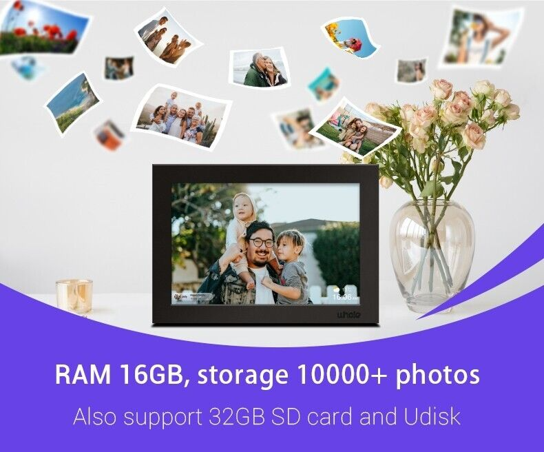 10.1-tommer WiFi digital fotoramme med 1080P HD touchskærm