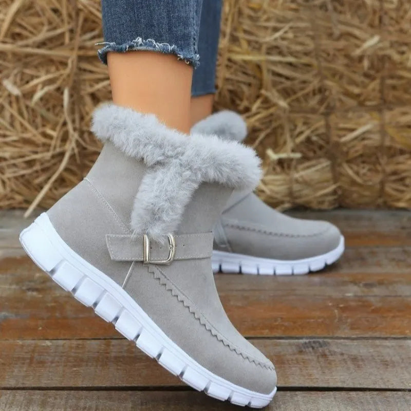 bottes-hiver-chaudes-epaissies-couleur-unie-peluche-boucles-plat-femmes