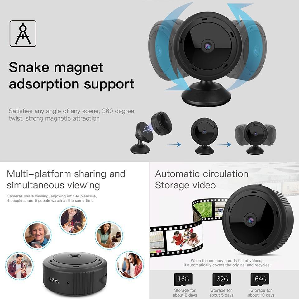 Mini WiFi Kamera 1080P HD IR Nachtsicht Heimüberwachungskamera Babyphone