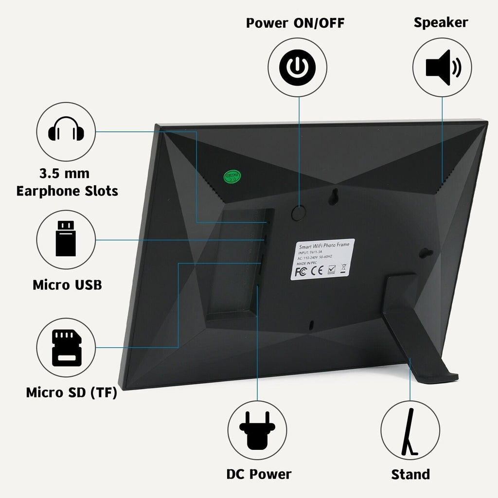 10.1-tommer WiFi digital fotoramme med 1080P HD touchskærm