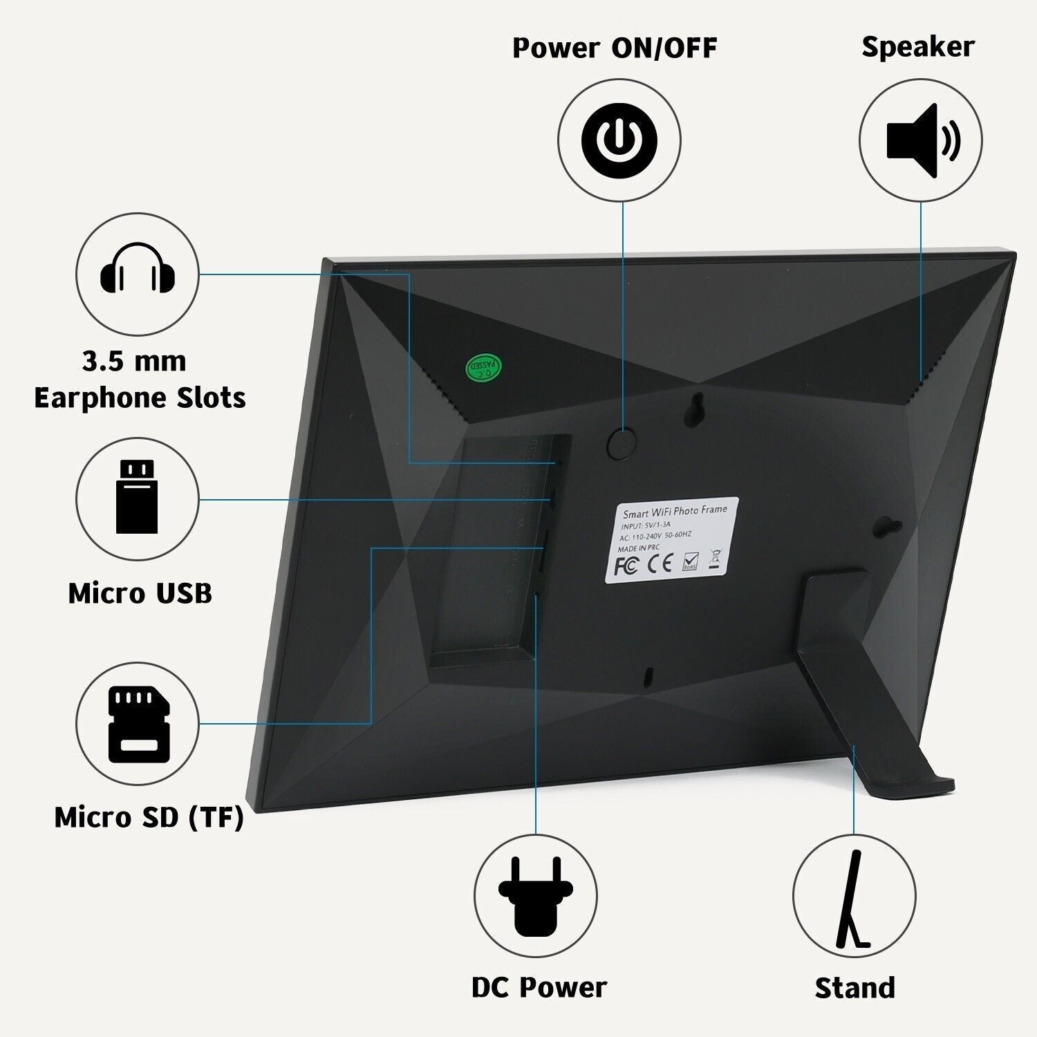 10.1-tommer WiFi digital fotoramme med 1080P HD touchskærm
