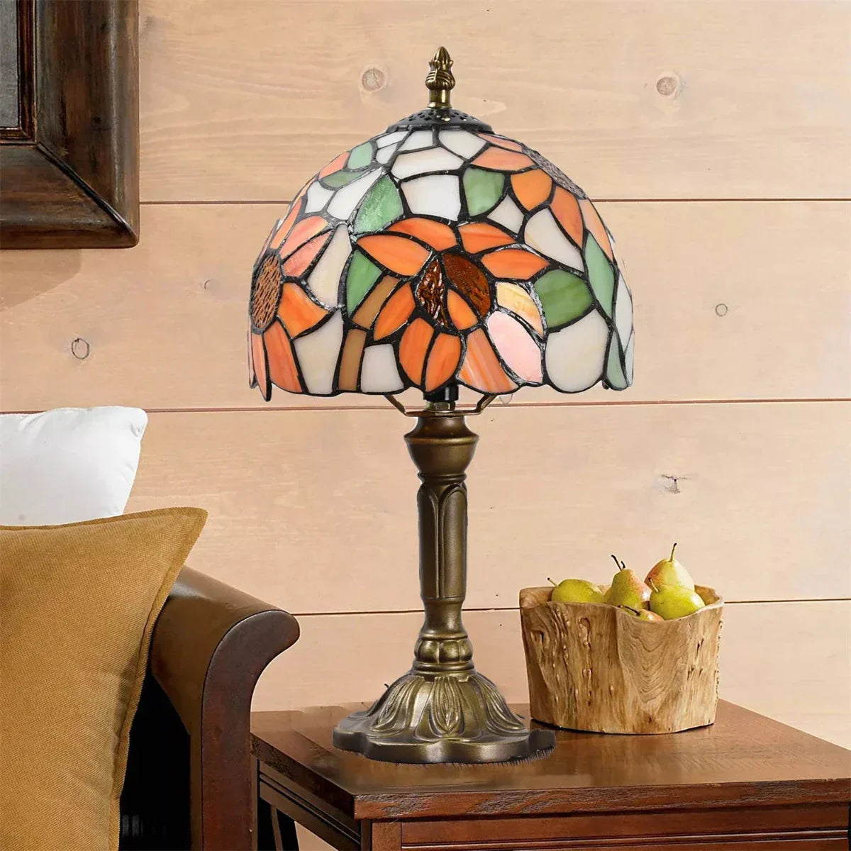 Lampe en vitrail style Tiffany vintage – Éclairage d'ambiance élégant
